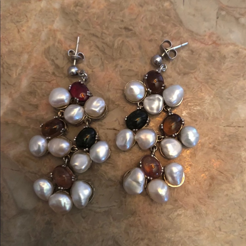 Real pearls and Gemstones Earrings